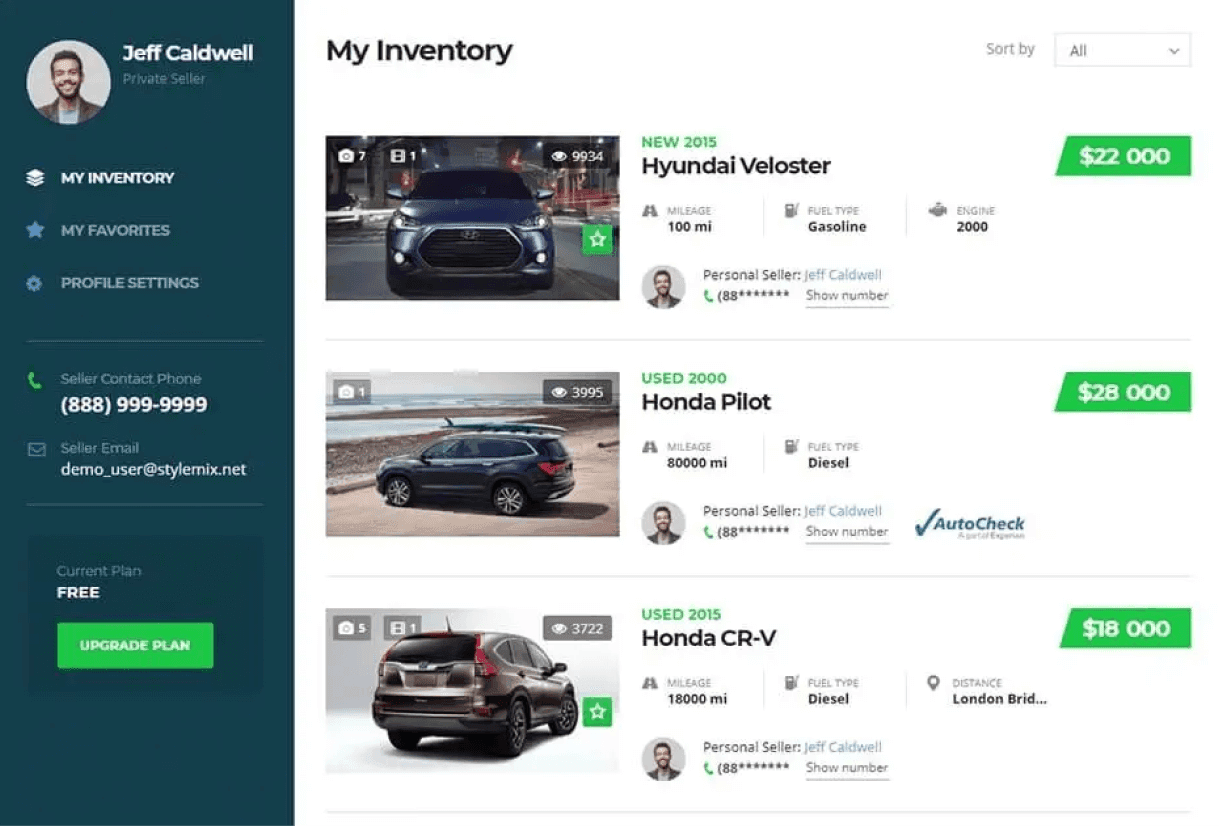 Motors plugin test drive listing view