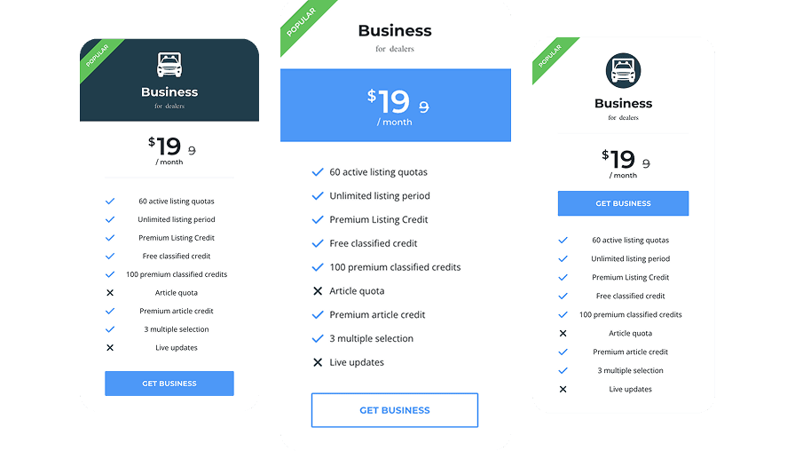 Pricing Plans Elementor widget