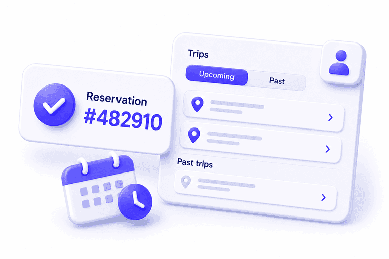 Rental booking confirmation and booking number