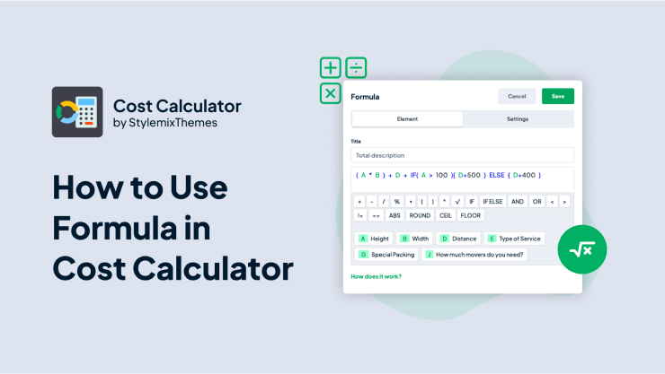 Cost Calculator Formula Feature