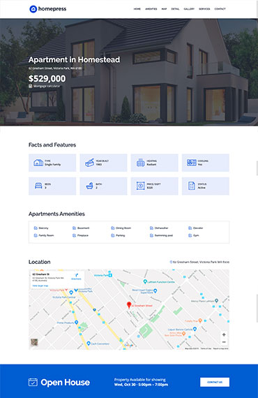 Single Page | One Page | Real Estate WordPress Theme