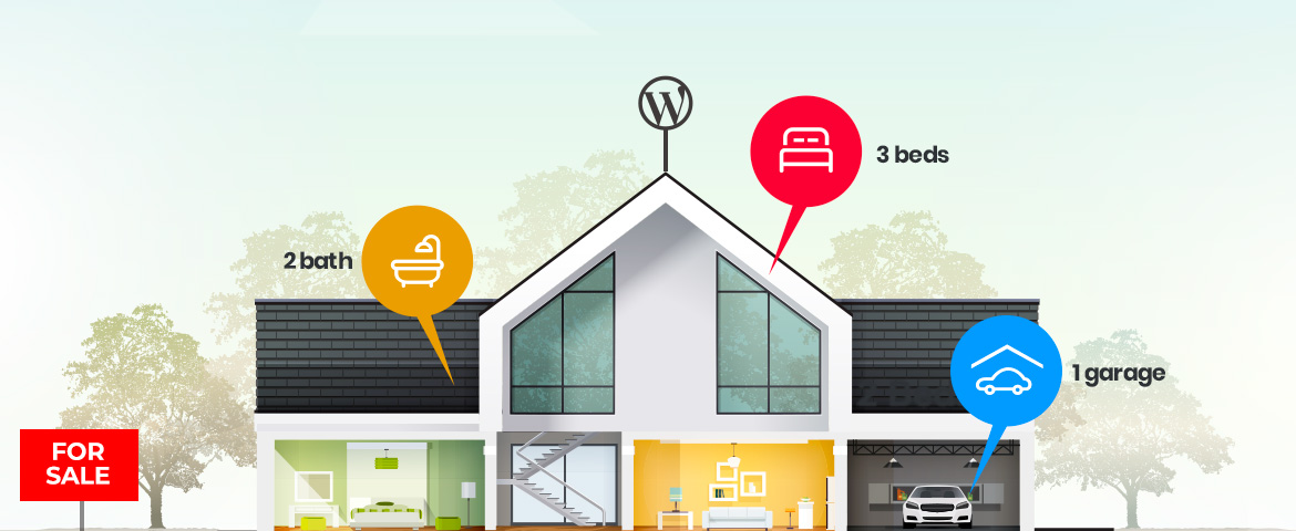 HomePress real estate WordPress theme by StyleMix showing property listing interface with map search