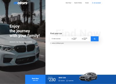 Motors - Car Dealer, Rental & Classifieds WordPress theme demo layout Auto Rental Two