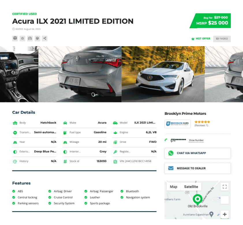 Car Dealer Theme Vehicle Page Template