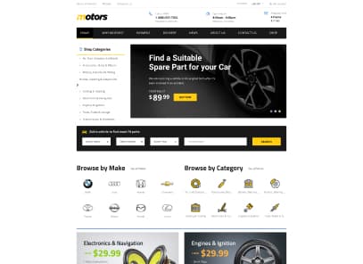 Motors - Car Dealer, Rental & Classifieds WordPress theme demo layout Auto Parts Shop
