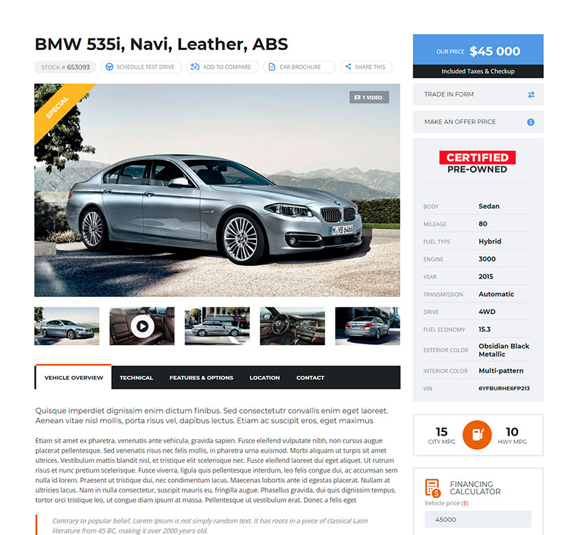 Car Dealer WordPress Theme Motors