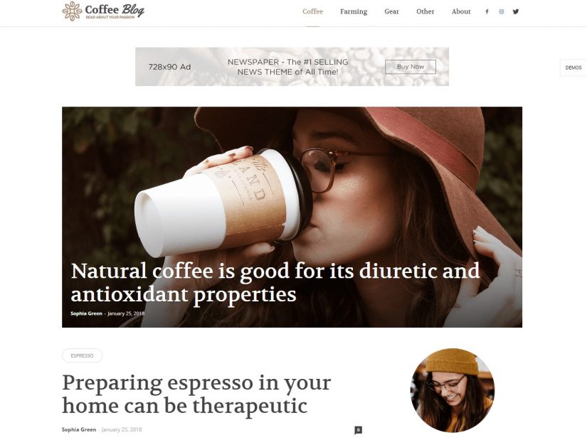 Newspaper &ndash; демо WordPress темы для блога