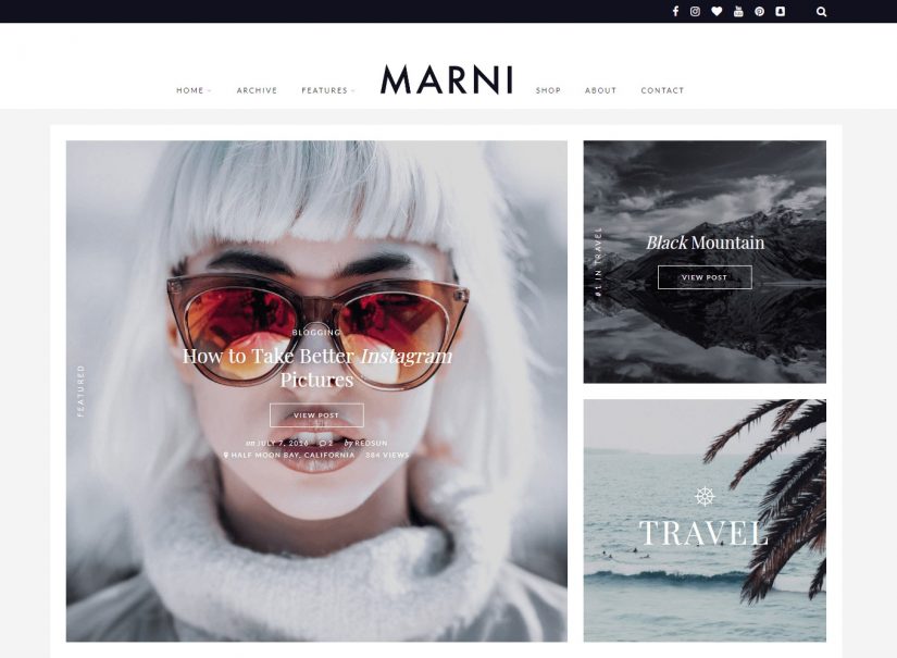 Marni &ndash; демо WordPress темы для блога