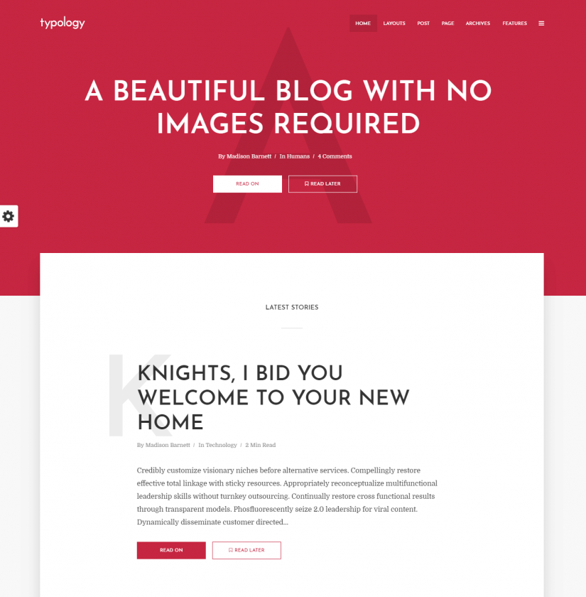 Typology &ndash; демо WordPress темы для блога