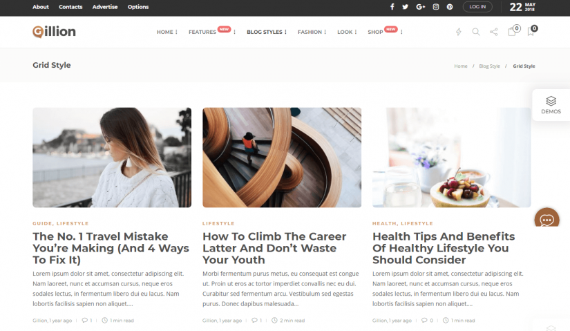 Gillion &ndash; демо WordPress темы для блога