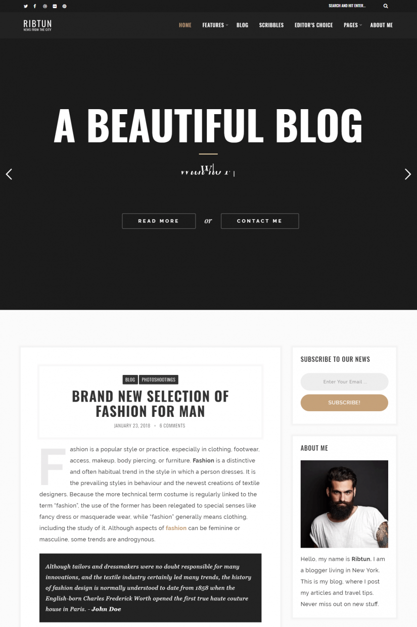 RibTun &ndash; демо WordPress темы для блога