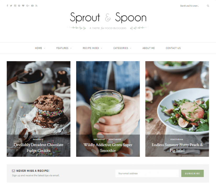 Sprout & Spoon&ndash; демо WordPress темы для блога