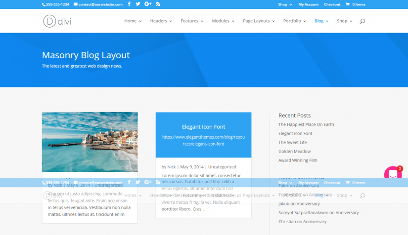 Divi &ndash; демо WordPress темы для блога