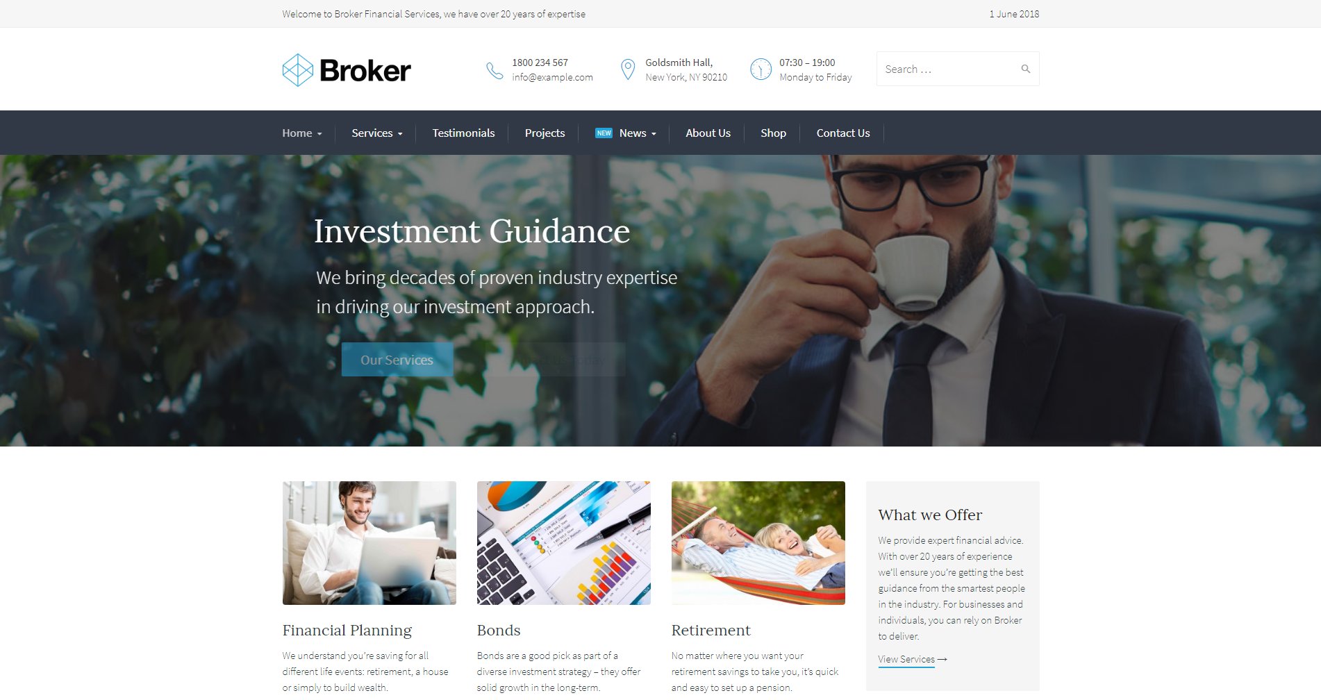 Broker &ndash; демо бизнес темы WordPress