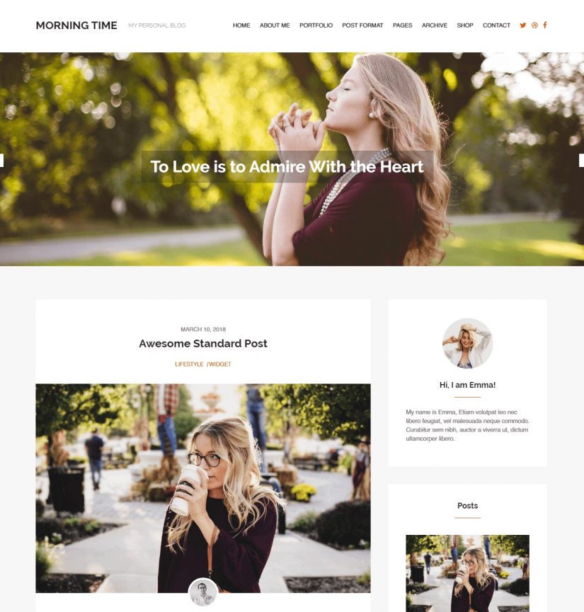 MorningTime &ndash; демо WordPress темы для блога