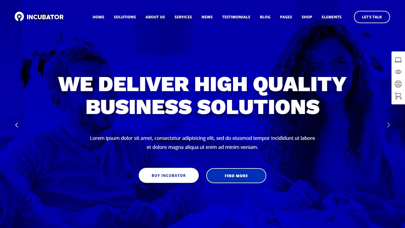 Incubator &ndash; демо бизнес темы WordPress