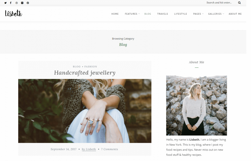Lisbeth &ndash; демо WordPress темы для блога