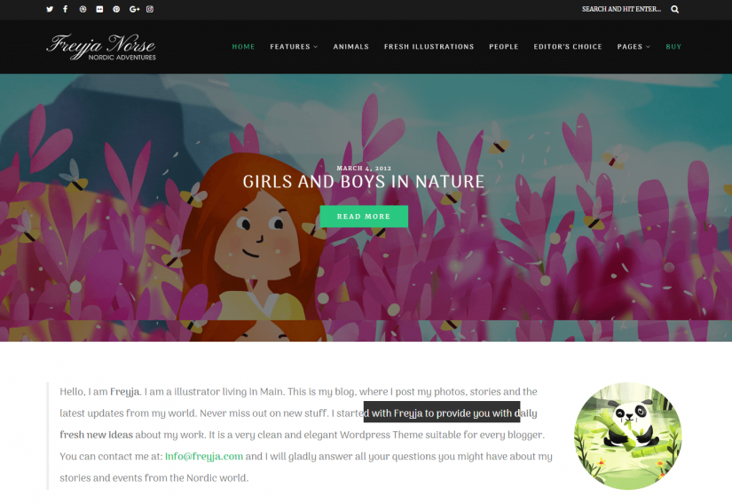 Freyja &ndash; демо WordPress темы для блога