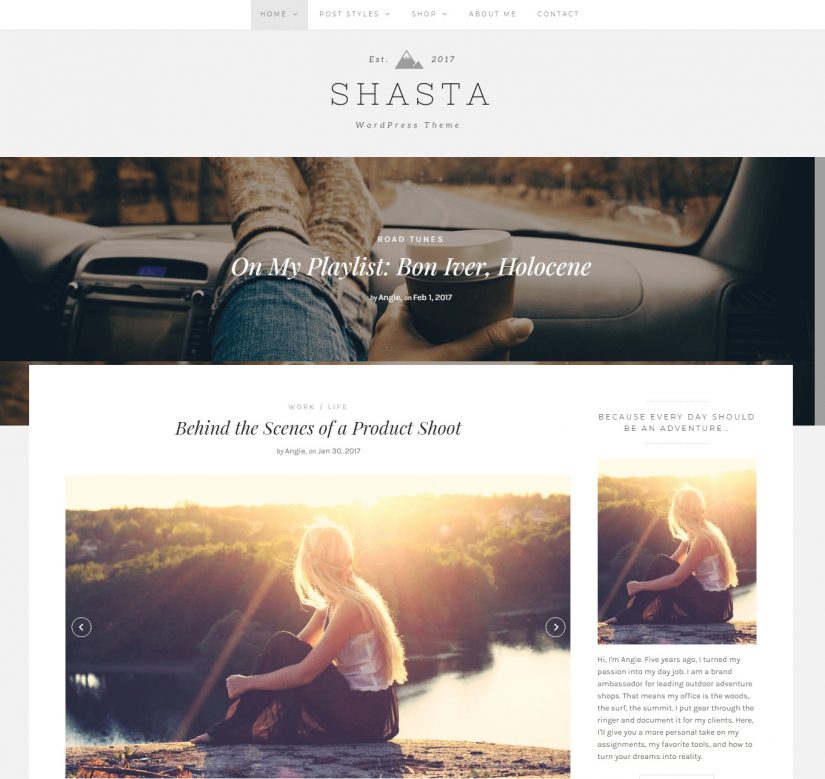 Shasta &ndash; демо WordPress темы для блога