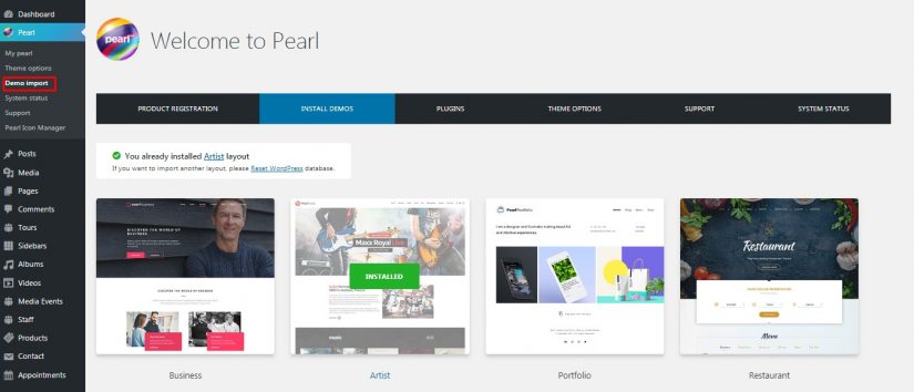 Импорт демо WordPress темы