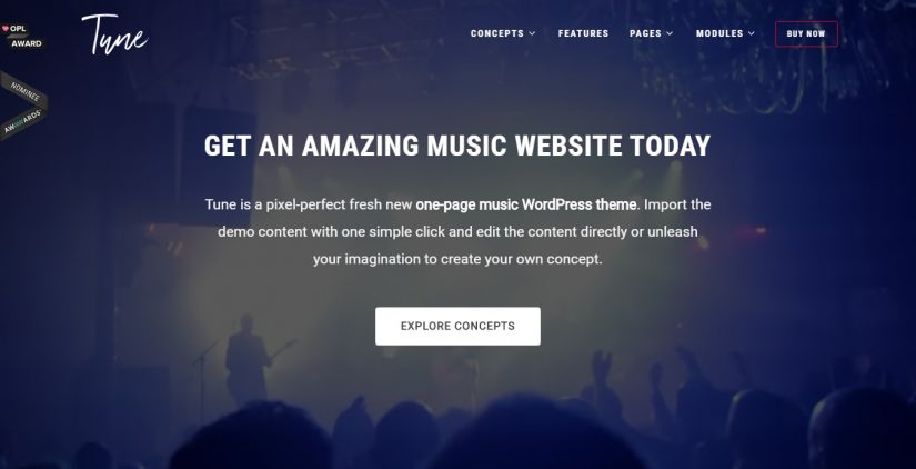 Tune &ndash; WordPress тема для сайта музыкальной группы