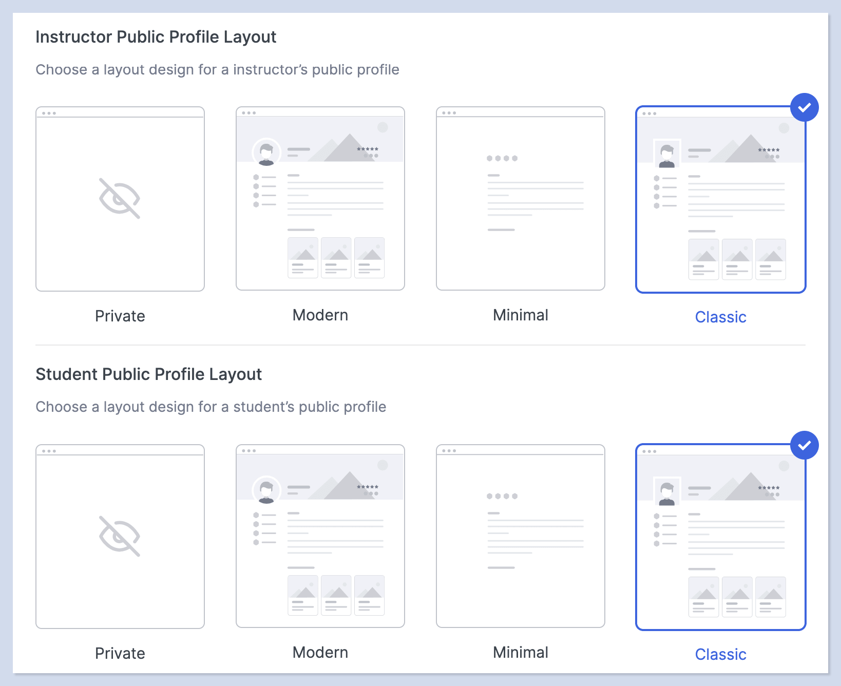 Profile page templates