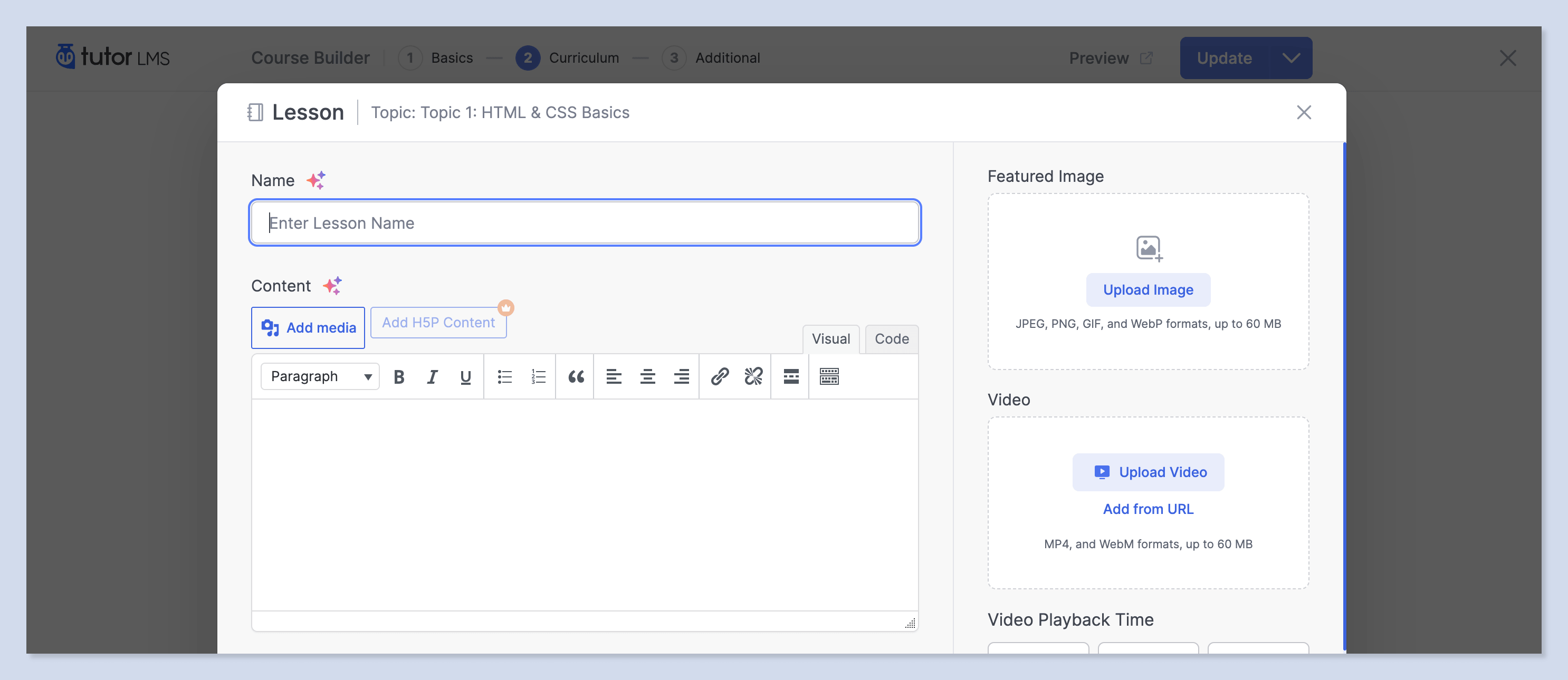 Tutor lesson builder