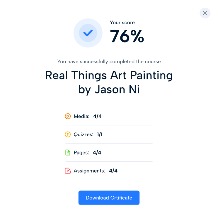 Course completed details