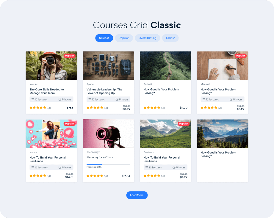 Courses Grid