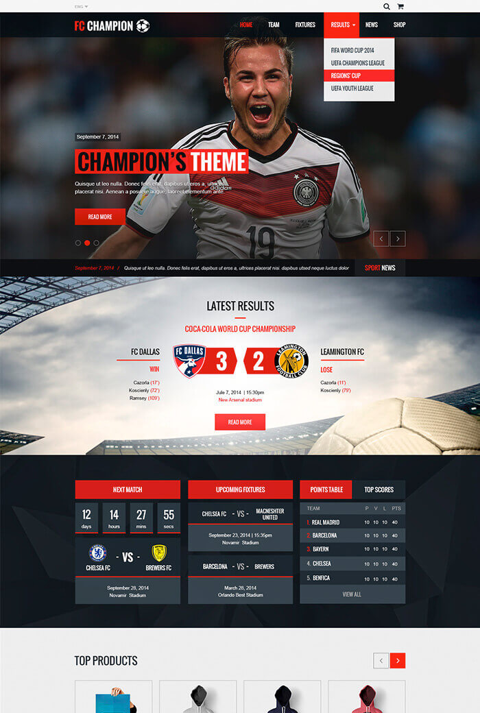 Champion – Free Soccer Football WordPress Theme