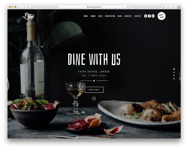 Dine Restaurant WordPress Theme