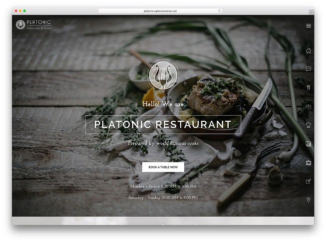 Platonic Restaurant WordPress Theme