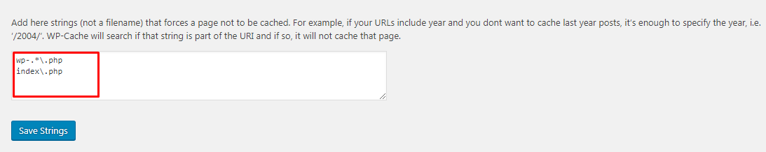 Specify Pages WP Super Cache 