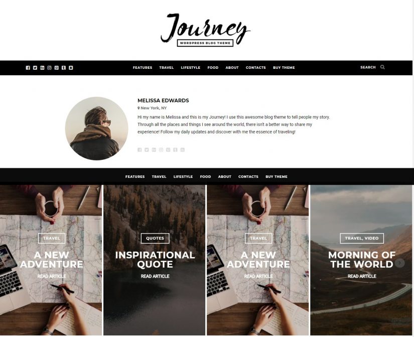 Journey WordPress Theme for a Blog in 2018