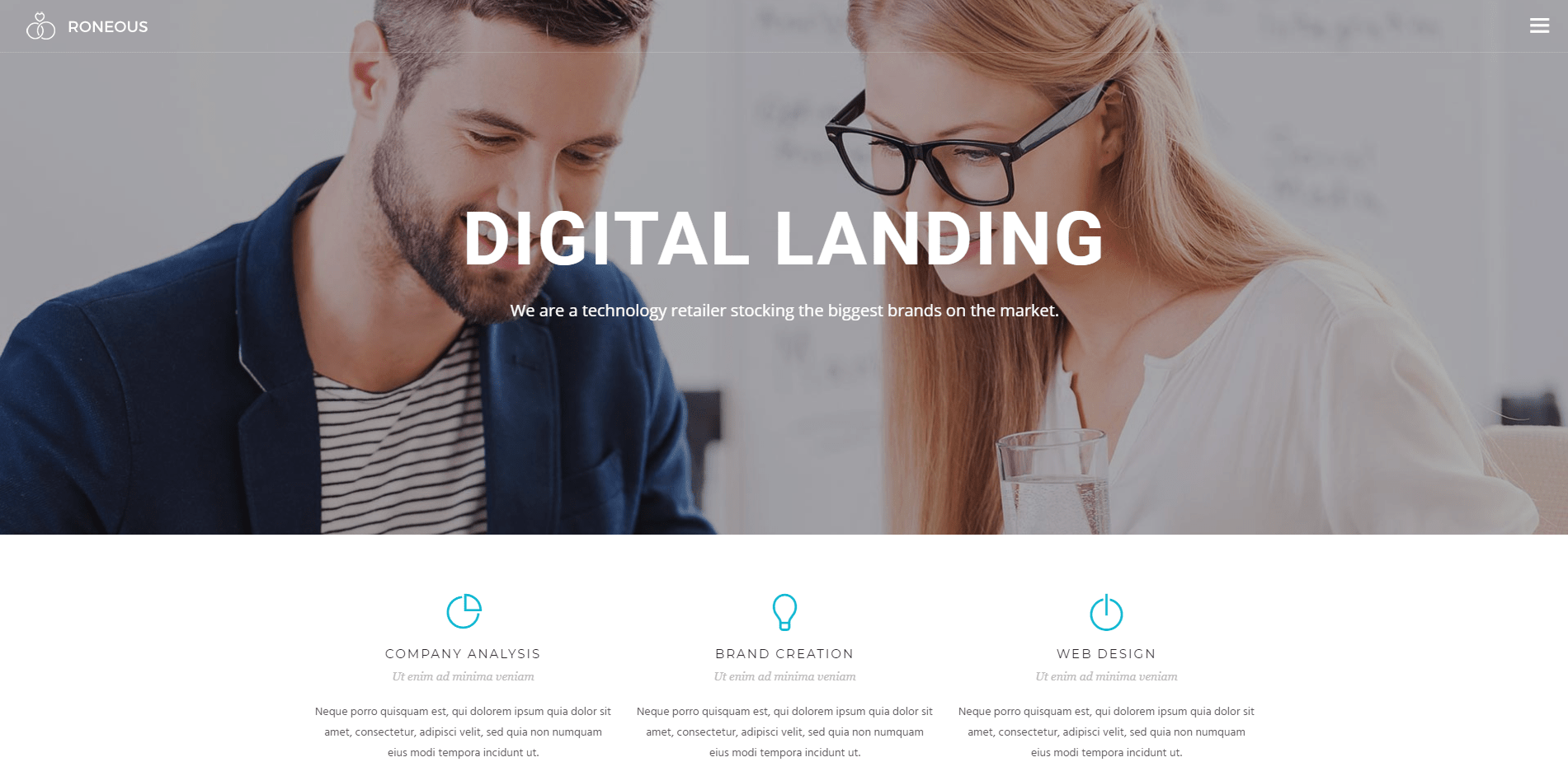 Roneous &ndash; демо бизнес темы WordPress