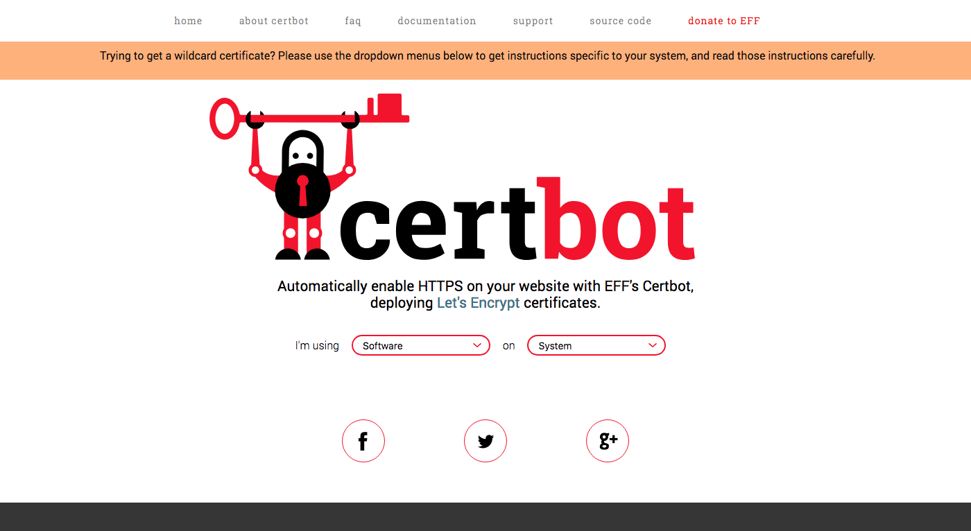 Certbot website