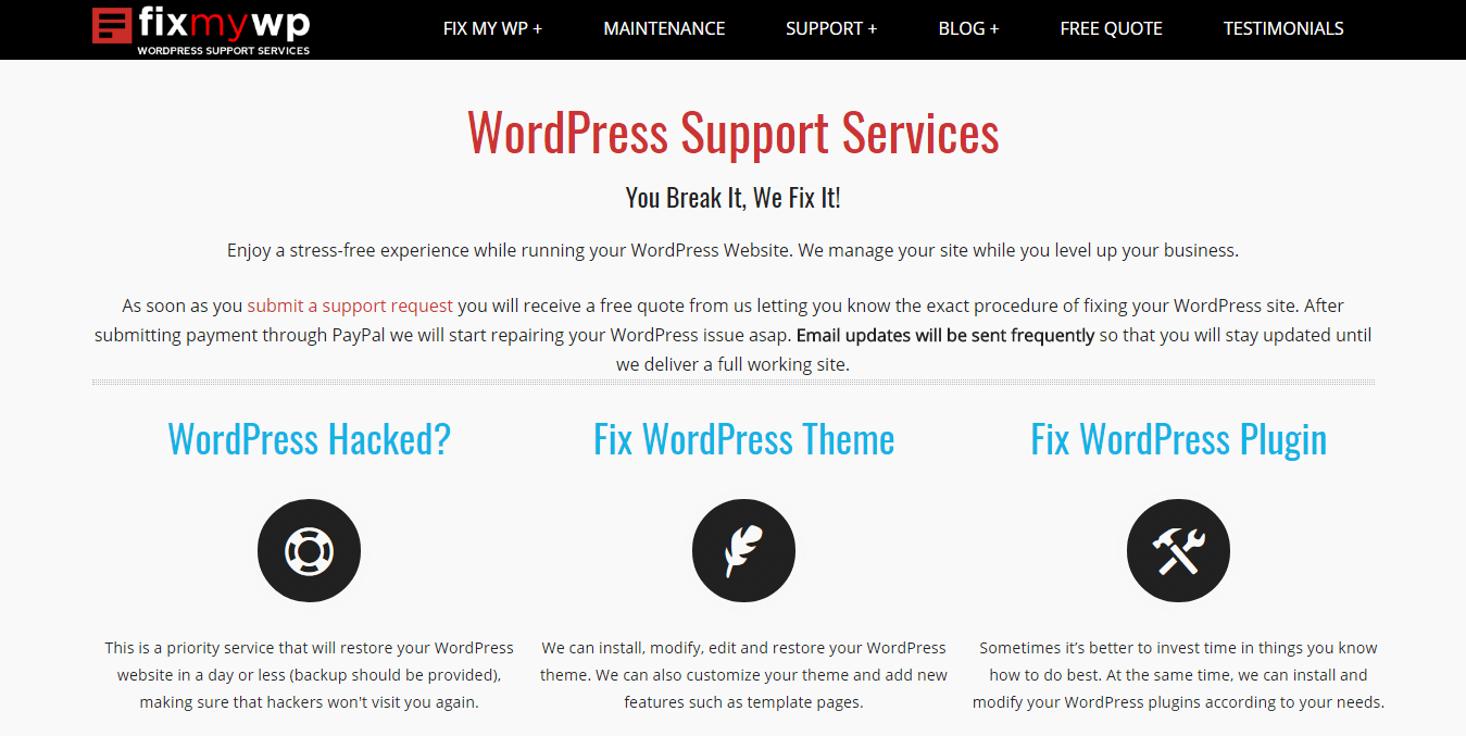 Fix My WP Support Service