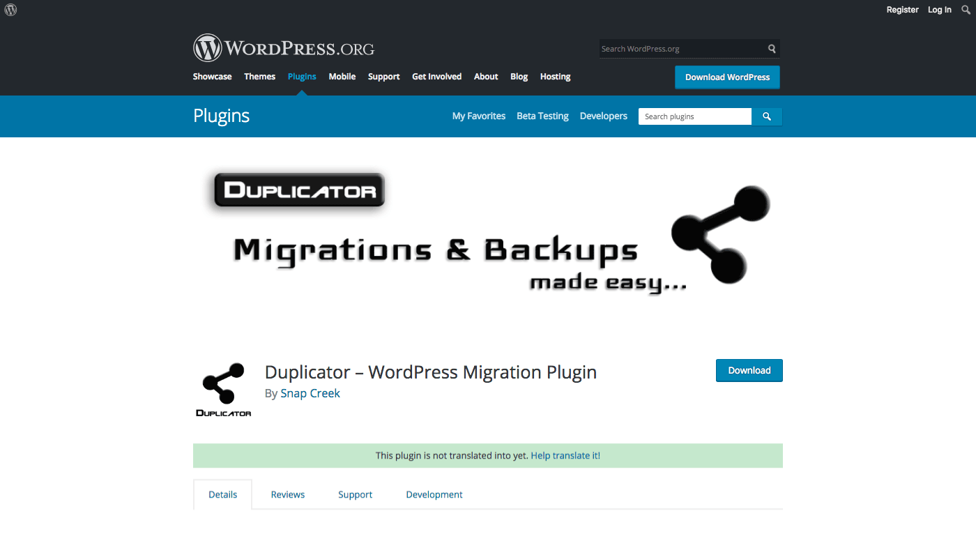 Duplicator plugin