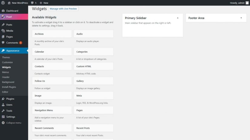 Widgets on WordPress website