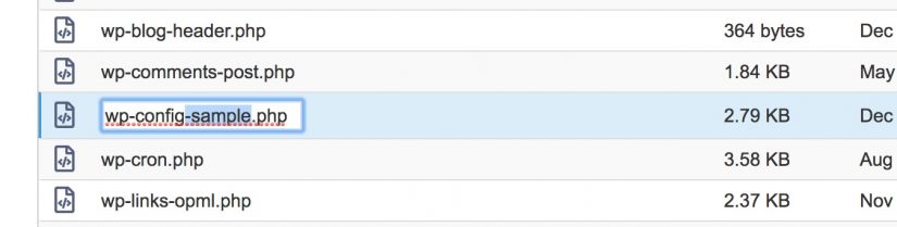 Rename wp-config-sample