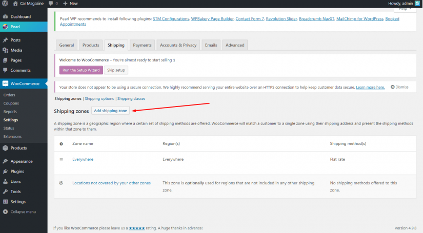 WooCommerce-Settings-Shipping-Add Shipping Zone on WordPress Online Store on WooCommerce 