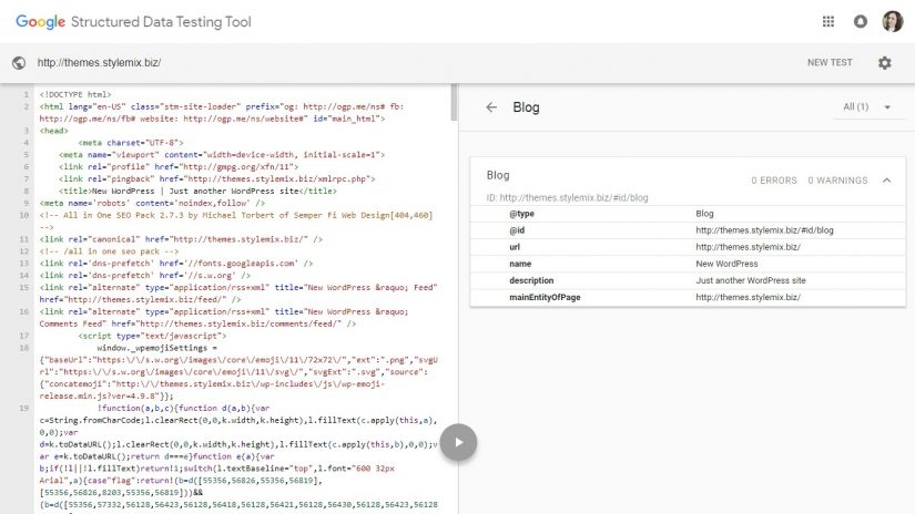 Google Structured Data Testing Tool - Blog