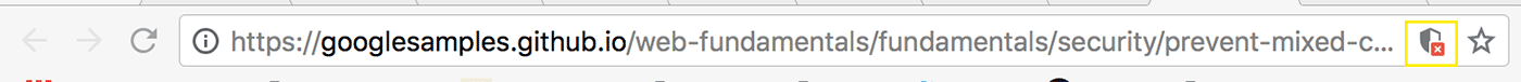 Example of the mixed content warning in Chrome
