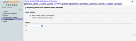 The phpMyAdmin export page