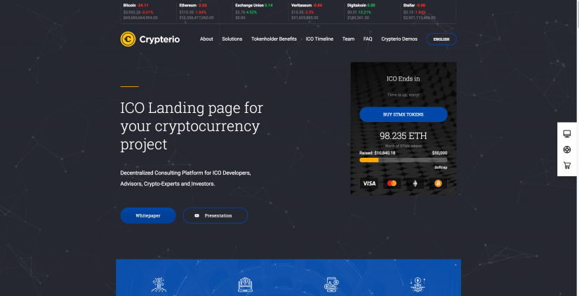 ICO Landing Page Template in Cryptocurrency and ICO WordPress Theme Crypterio (1)