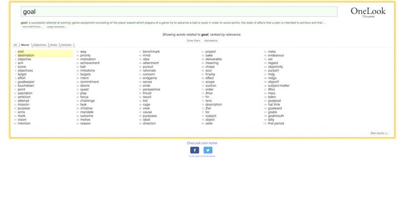 goal OneLook thesaurusSTM
