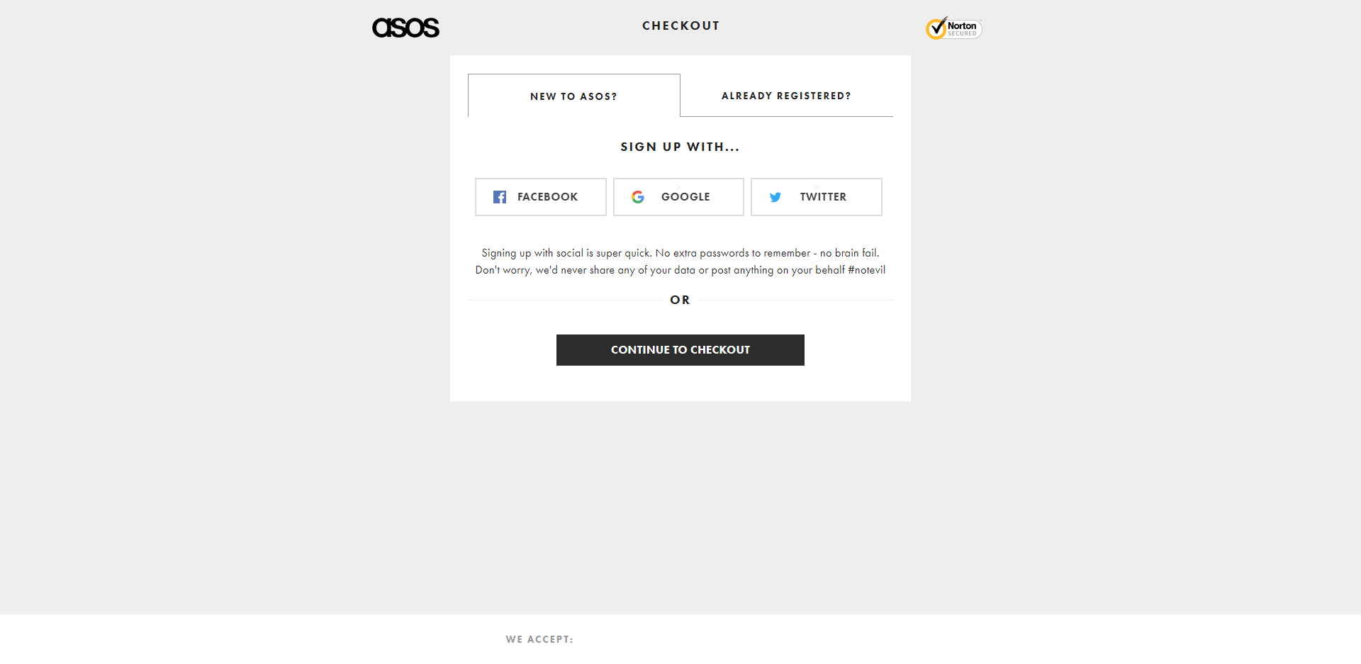 ASOS checkout page