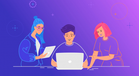 Three,Guys,Working,As,A,Team,On,A,New,Project