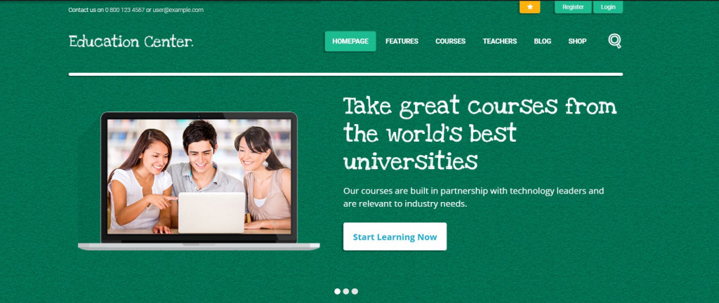 Education Center | LMS Online University & School Courses Studying WordPress Theme