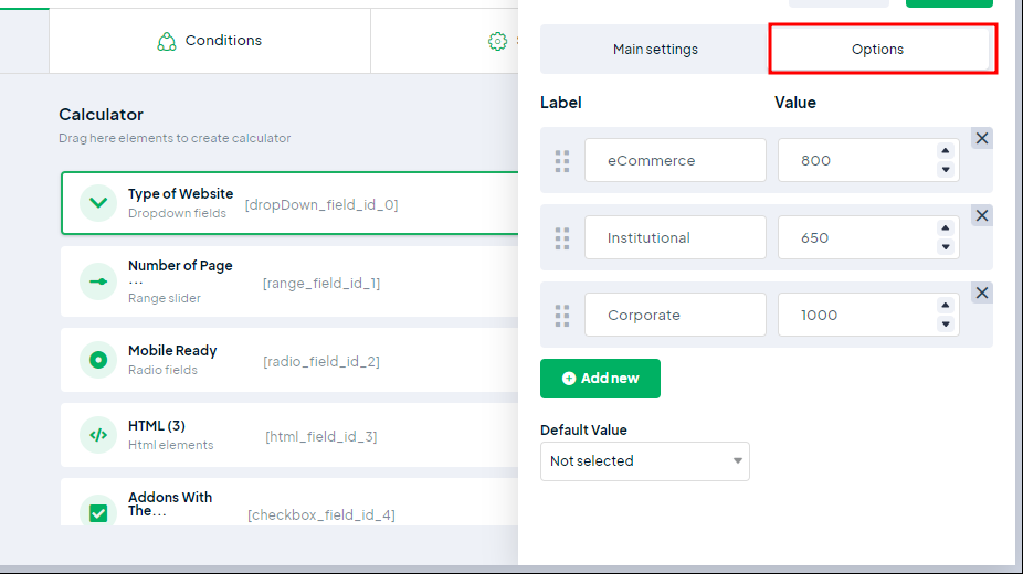 Calculator Options